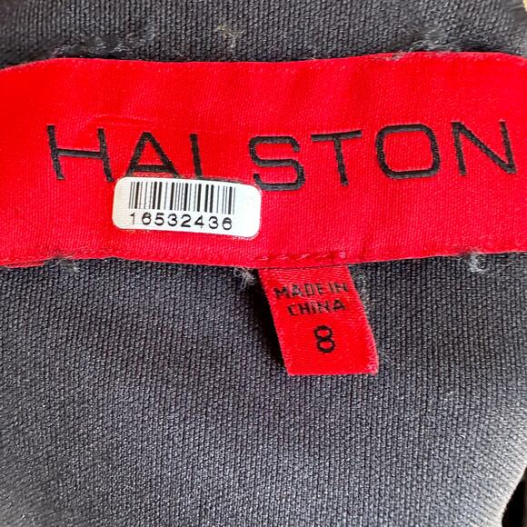 Halston Black Tank Gown Size 8 Cocktail Bodycon Halter Chic Maxi Dress $545 Flaw - Picture 9 of 10